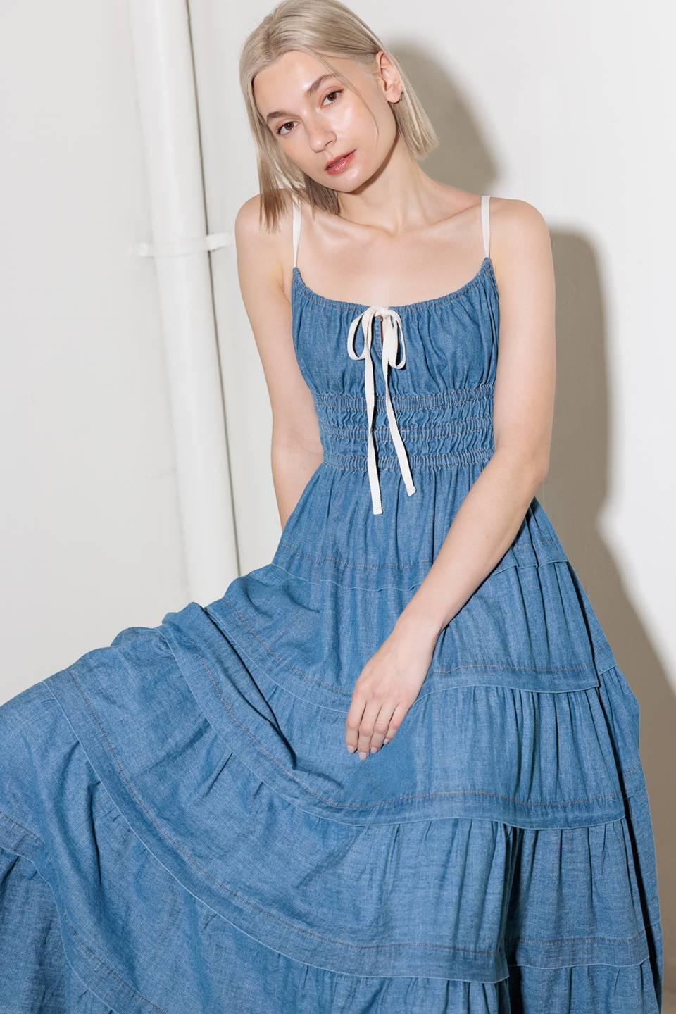 ETERNAL DESIRE DENIM MIDI DRESS