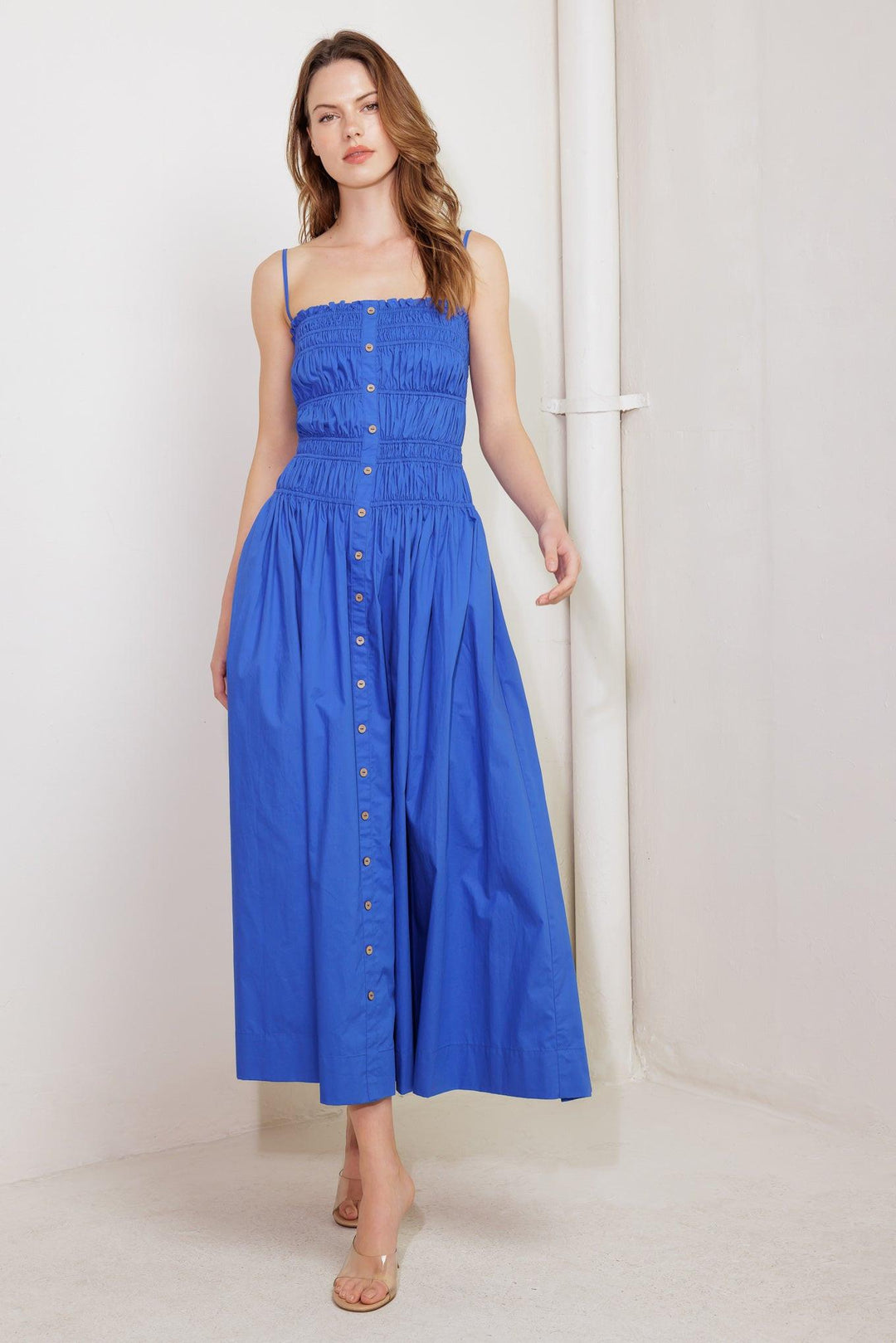 MOONLIGHT ON MY WOVEN MIDI DRESS