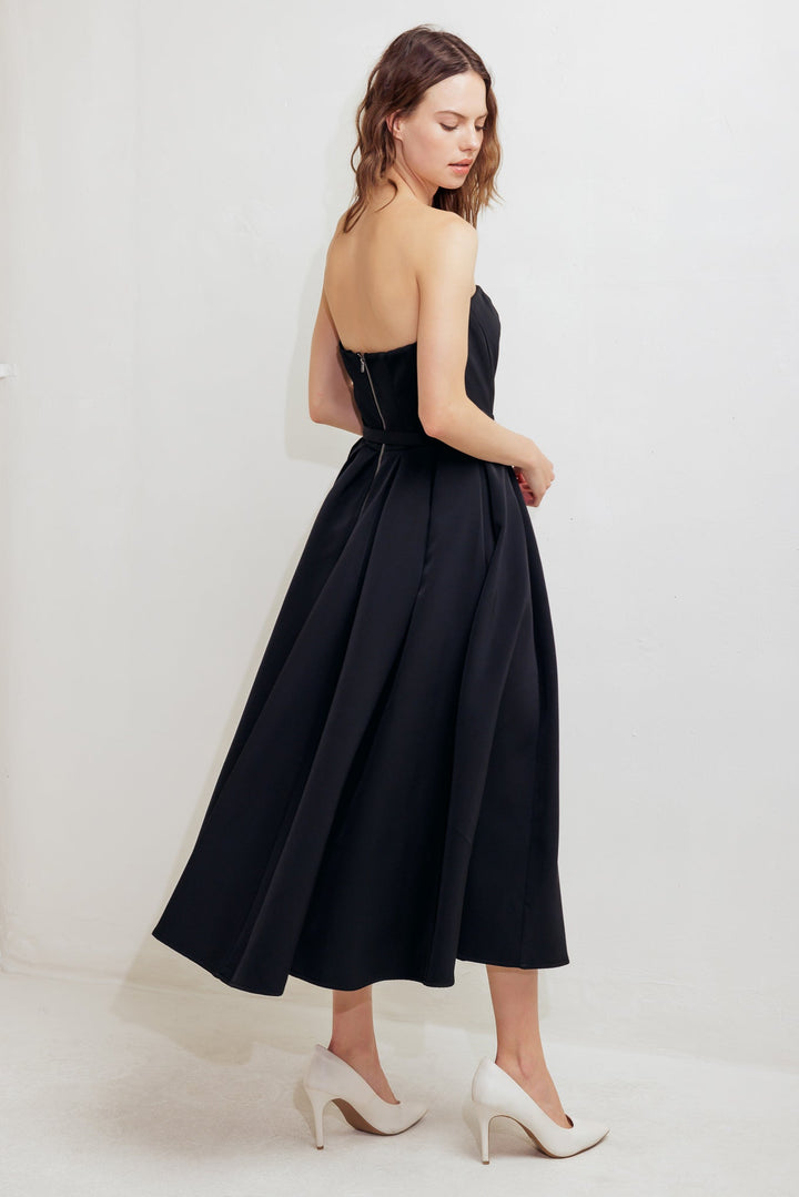 BLACK TIE MUSE WOVEN MIDI DRESS