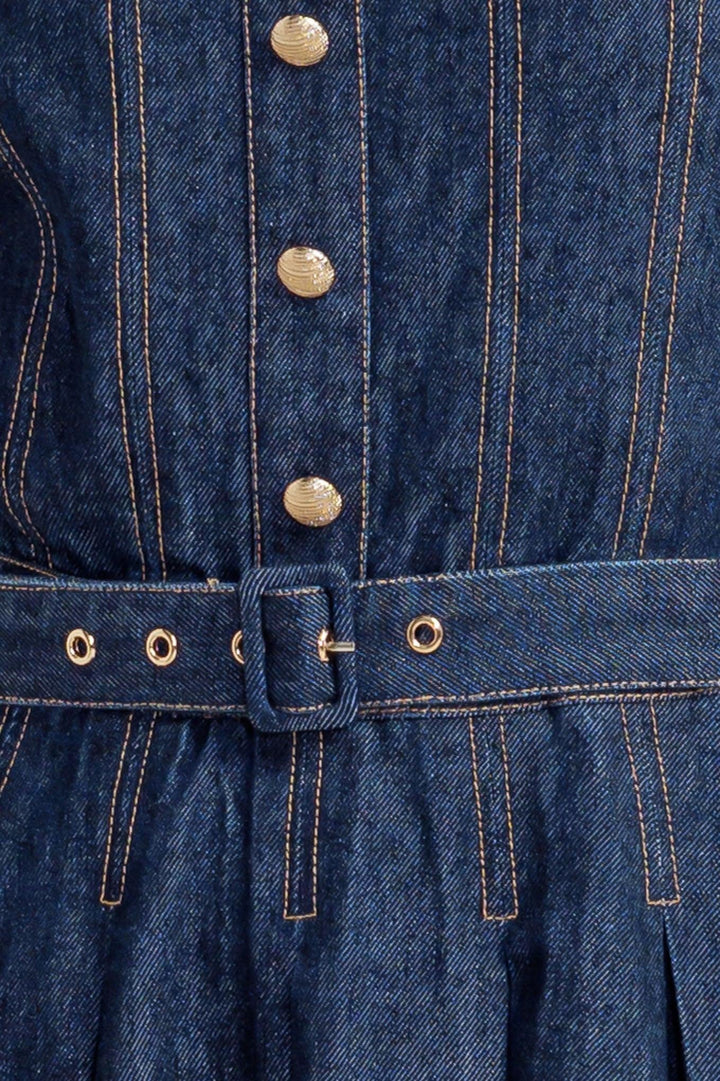 MOONLIGHT SERENADE DENIM MIDI DRESS