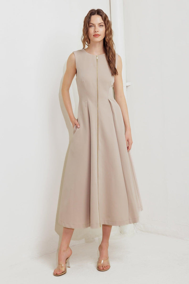 Zip &amp; Flow Woven Midi Dress Versatile Boutique Effortless