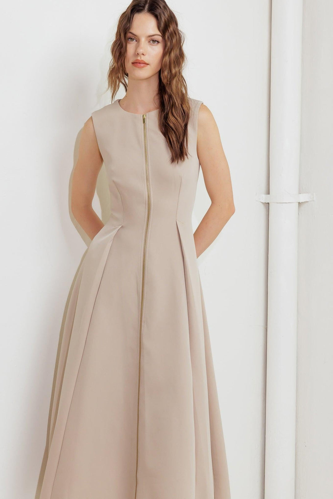 Zip &amp; Flow Woven Midi Dress Versatile Boutique Effortless