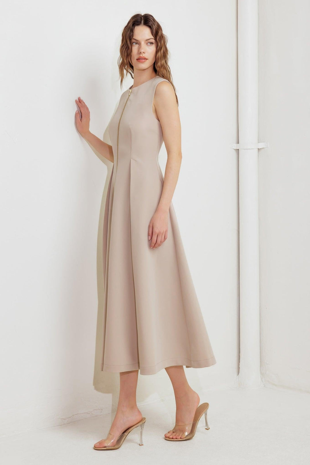 Zip &amp; Flow Woven Midi Dress Versatile Boutique Effortless