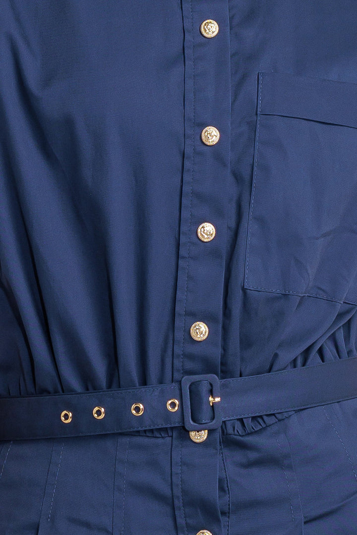 CINCHED COUTURE WOVEN MIDI DRESS