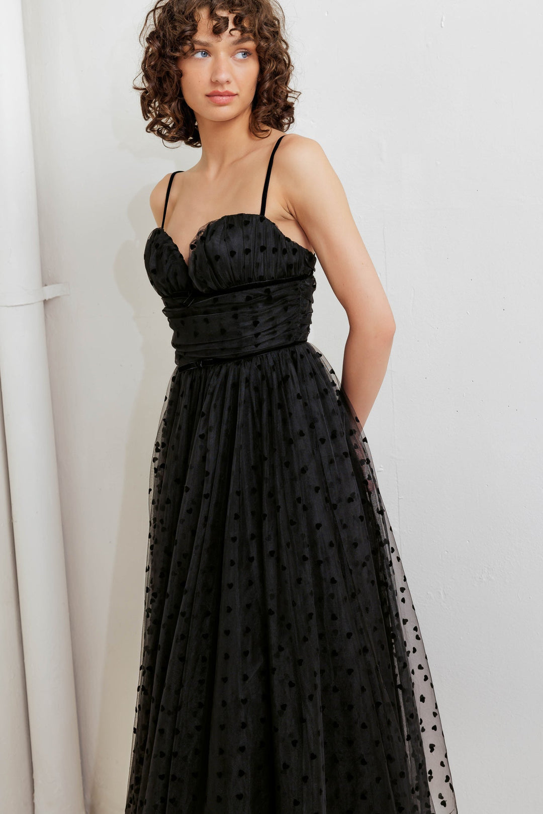 HEART DOT BALLET TULLE MIDI DRESS