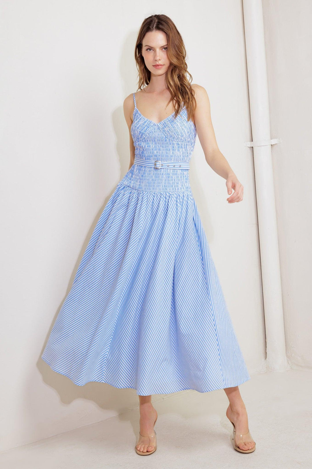 CITY BREEZE WOVEN MIDI DRESS