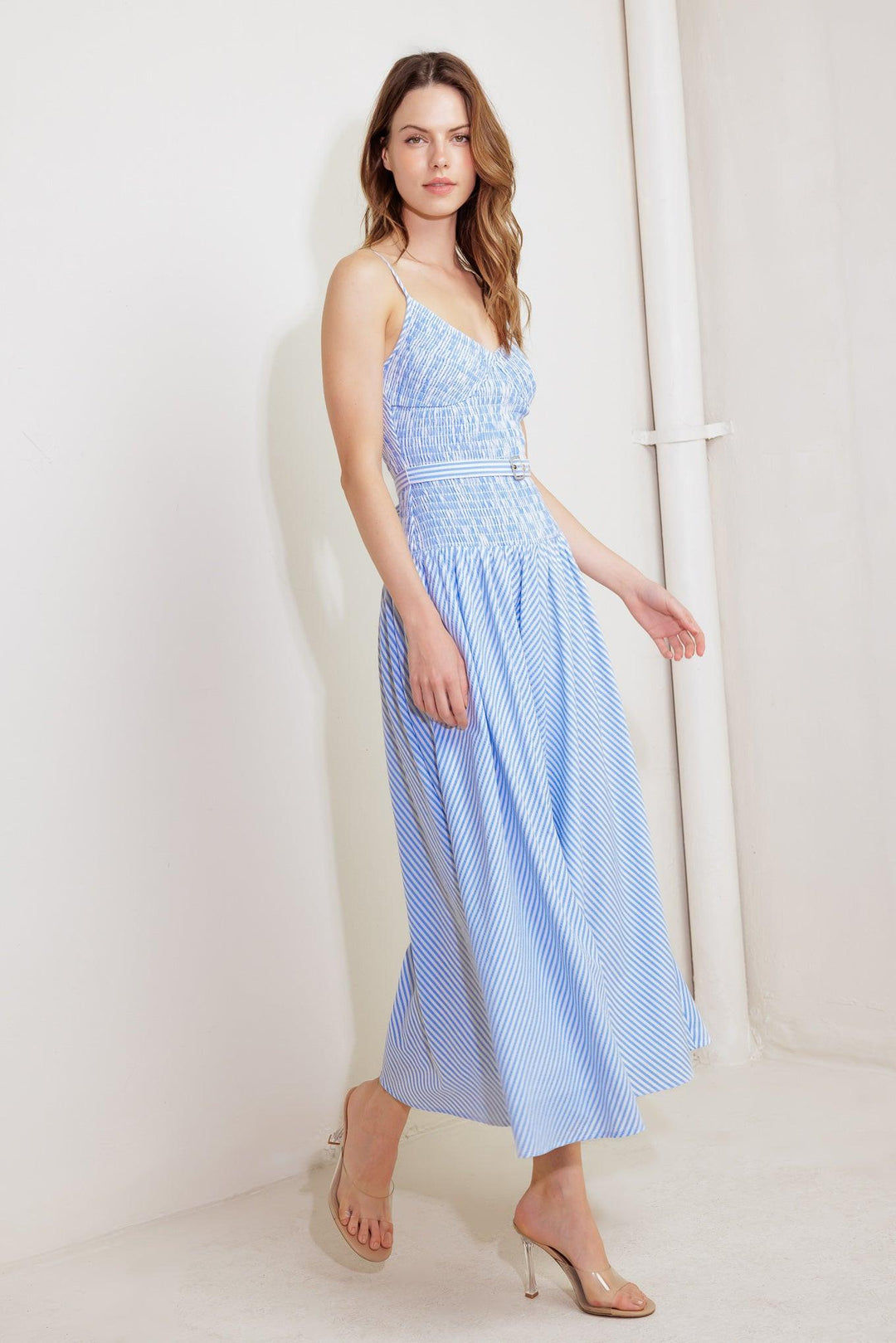 CITY BREEZE WOVEN MIDI DRESS