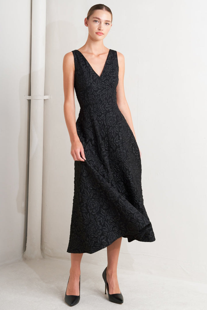 FEMME FATALE JACQUARD WOVEN MIDI DRESS