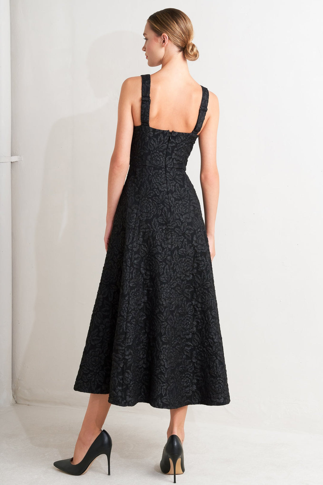 FEMME FATALE JACQUARD WOVEN MIDI DRESS