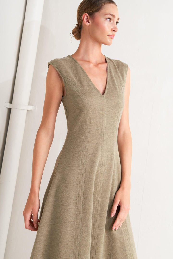 SOPHISTICATED SIMPLICITY WOVEN KNIT MIDI DRESS