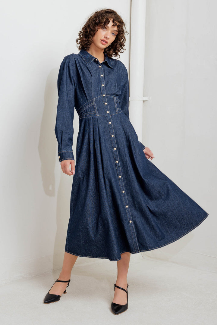 VINTAGE BLUES DENIM MIDI DRESS
