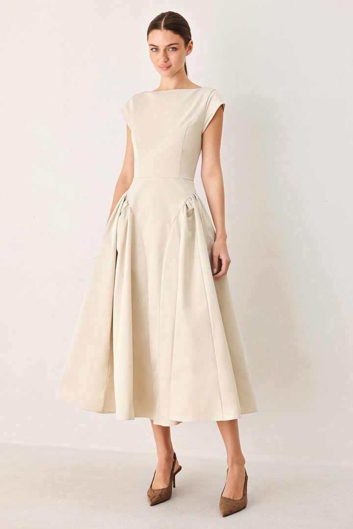 POLISHED OCCASION WOVEN MIDI DRESS