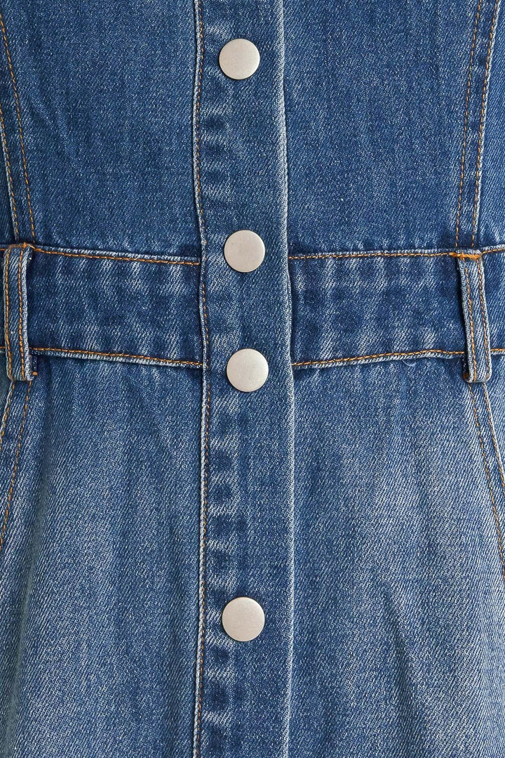ELEGANT TOUCH DENIM MIDI DRESS