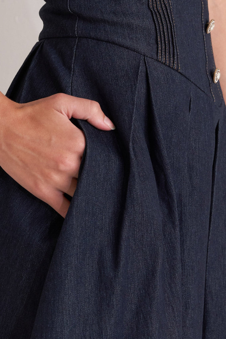 URBAN CORSET DENIM MIDI DRESS