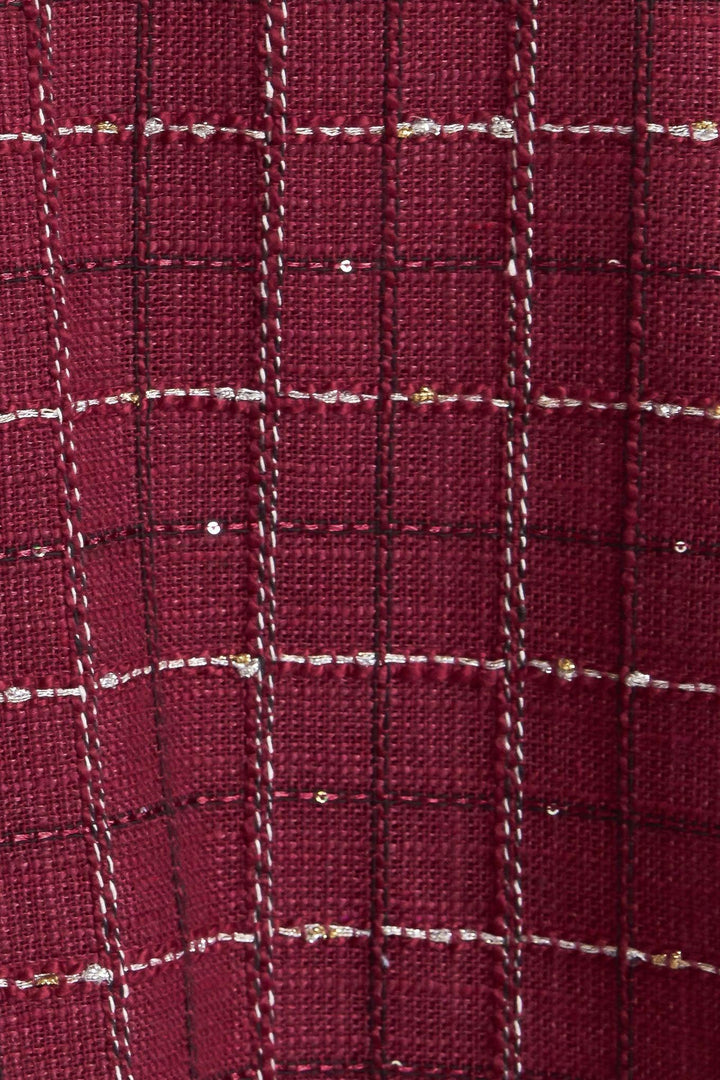 TWEED DOLL WINE WOVEN MINI DRESS