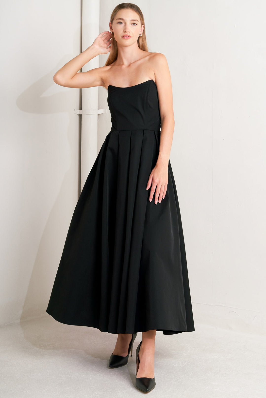 GALA NOIR WOVEN MIDI DRESS