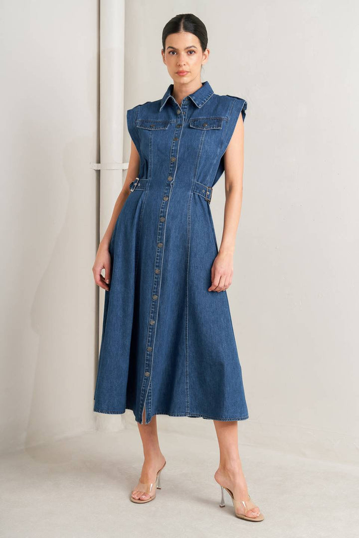 ICON VINTAGE DENIM MIDI DRESS