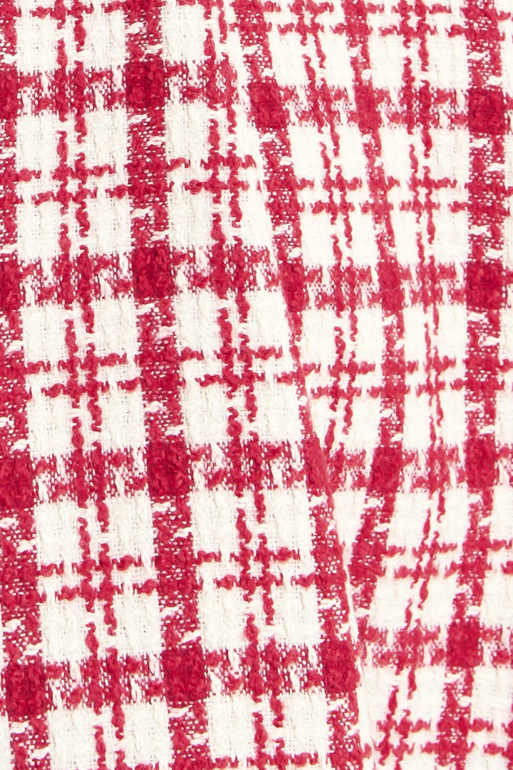 CHERRY CHECK TWEED MINI DRESS