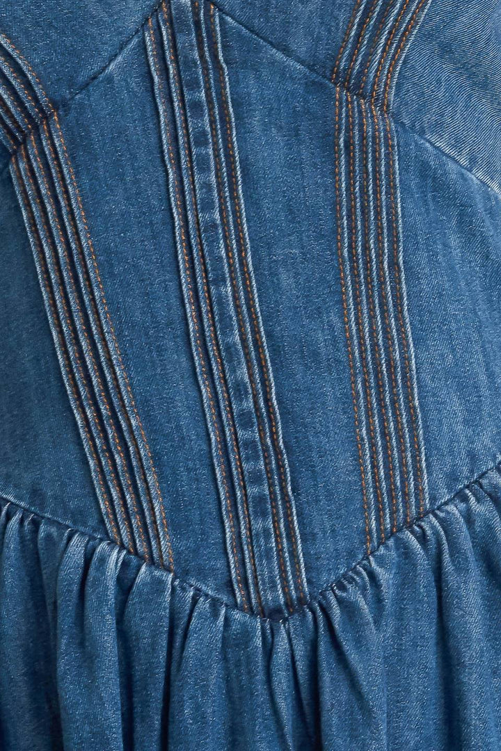BLUE BALLET DENIM MIDI DRESS
