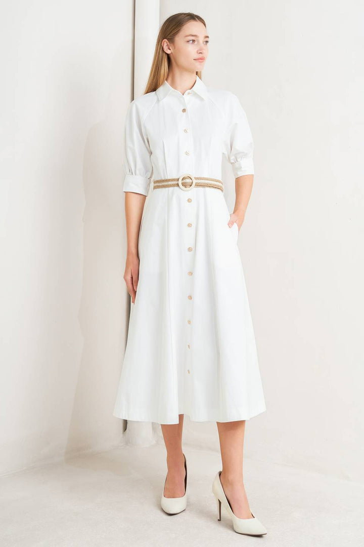 RELAXED TAILOR WOVEN MIDI DRESS