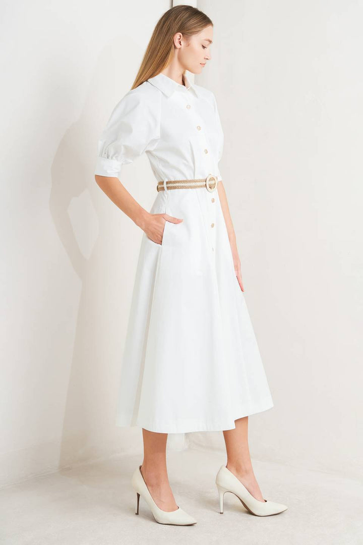RELAXED TAILOR WOVEN MIDI DRESS