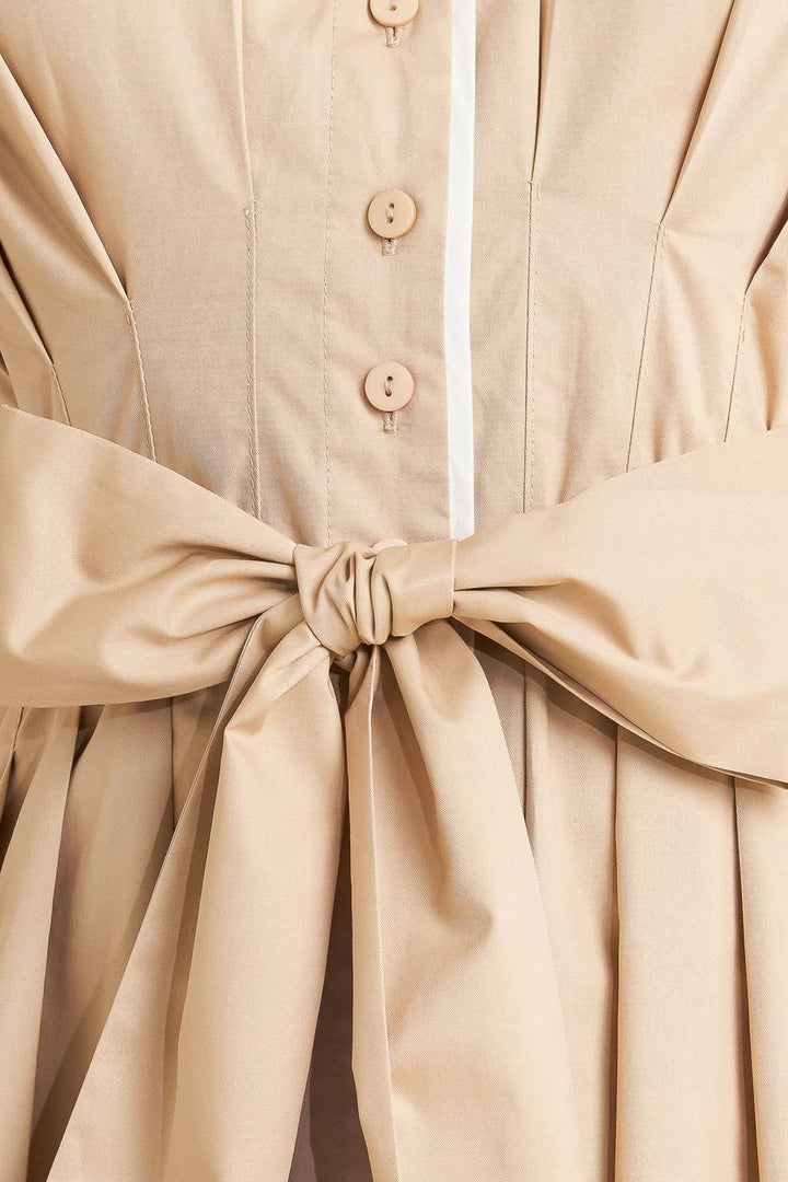 CATCH YOU LATER KHAKI WOVEN MIDI DRESS