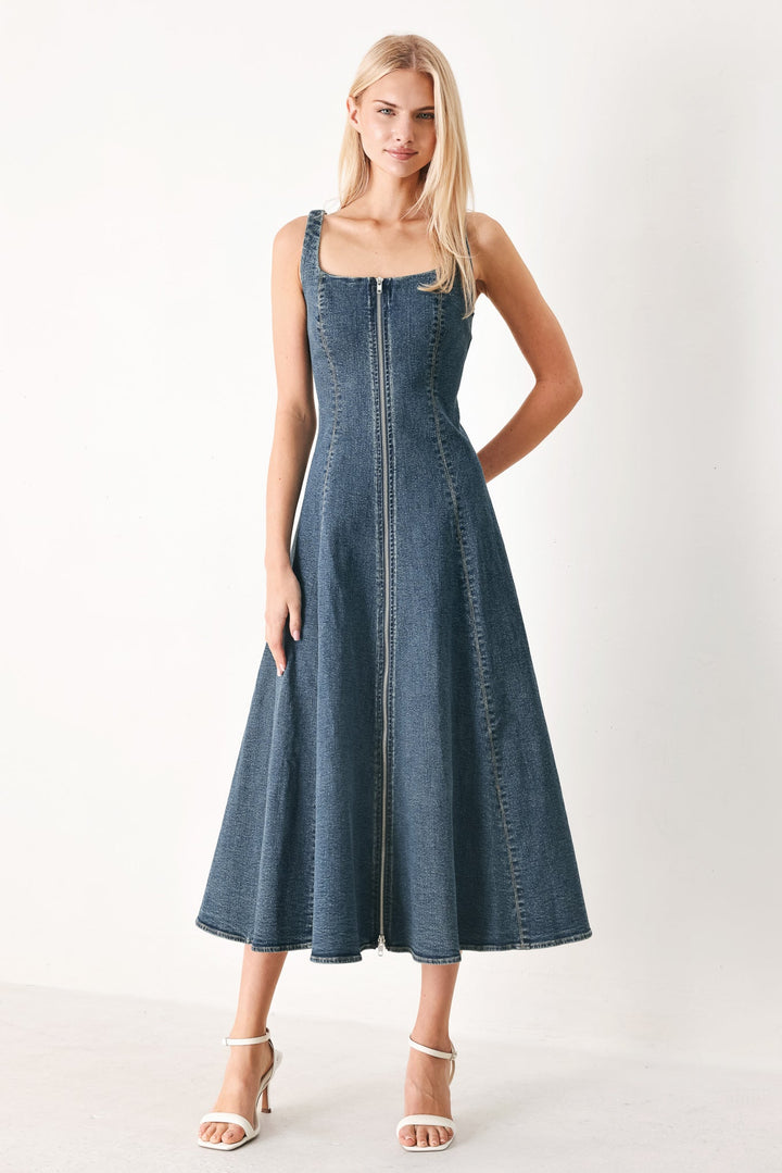SHAPE OF BLUE DENIM MIDI DRESS