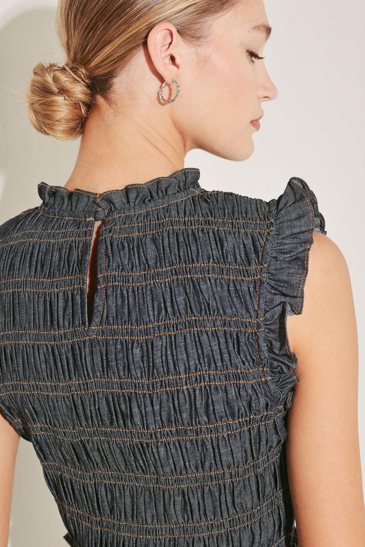 ROMANTIC REVERIE DENIM MIDI DRESS
