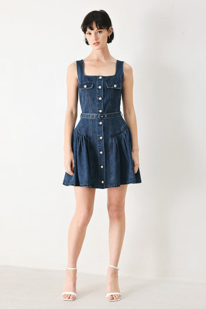 BABY BLUE LOVE DENIM MINI DRESS
