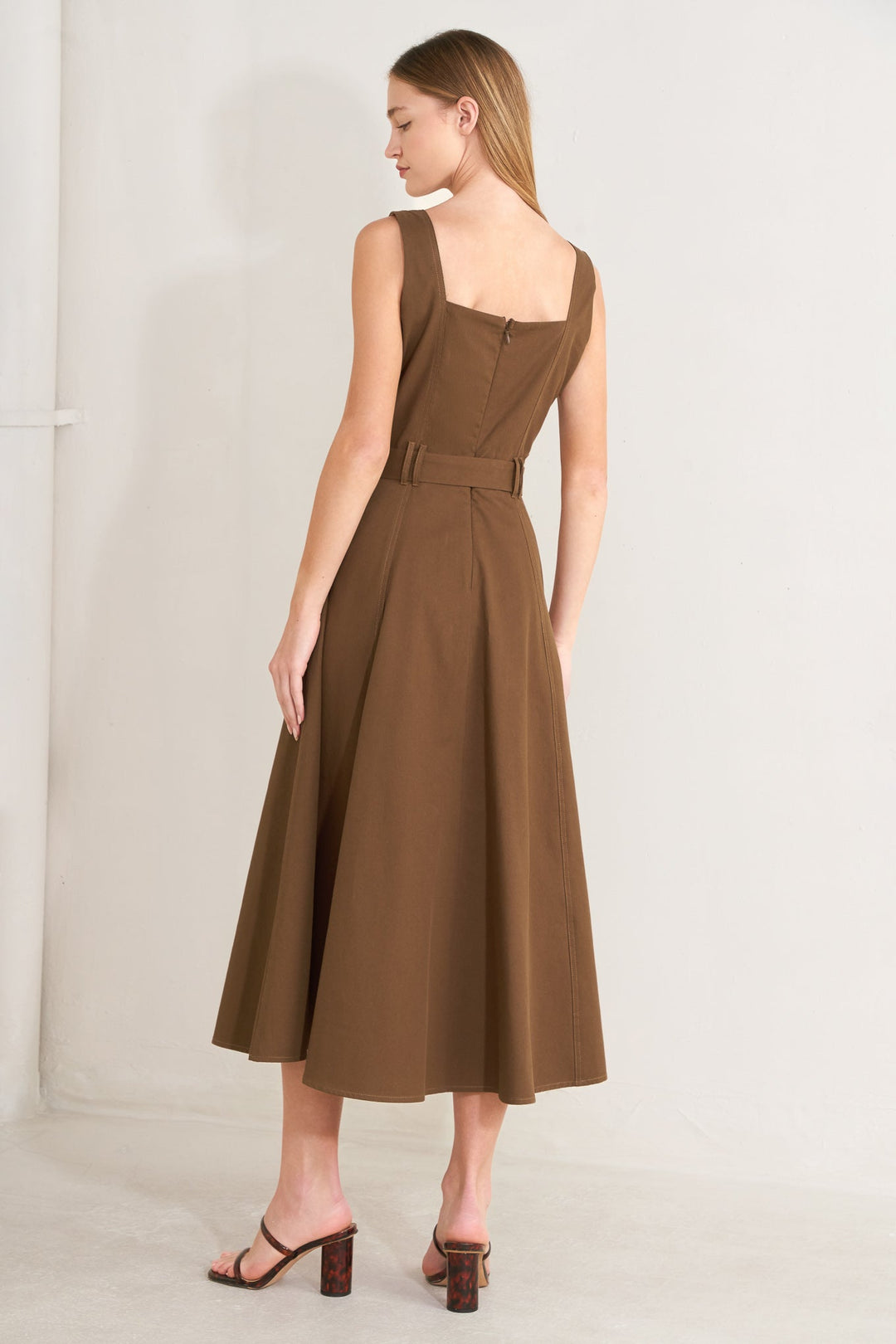 SWEET SIENNA WOVEN MIDI DRESS