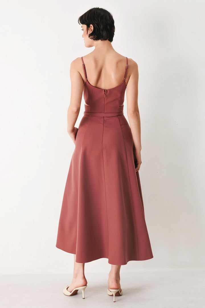PEARL MOON WOVEN MIDI DRESS