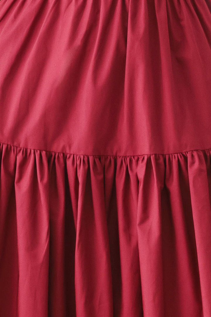 BERRY ROMANCE WOVEN MIDI DRESS