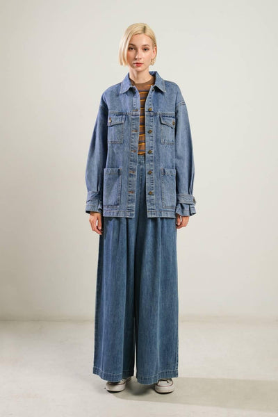 BREATHTAKING CHARM DENIM MIDI JACKET