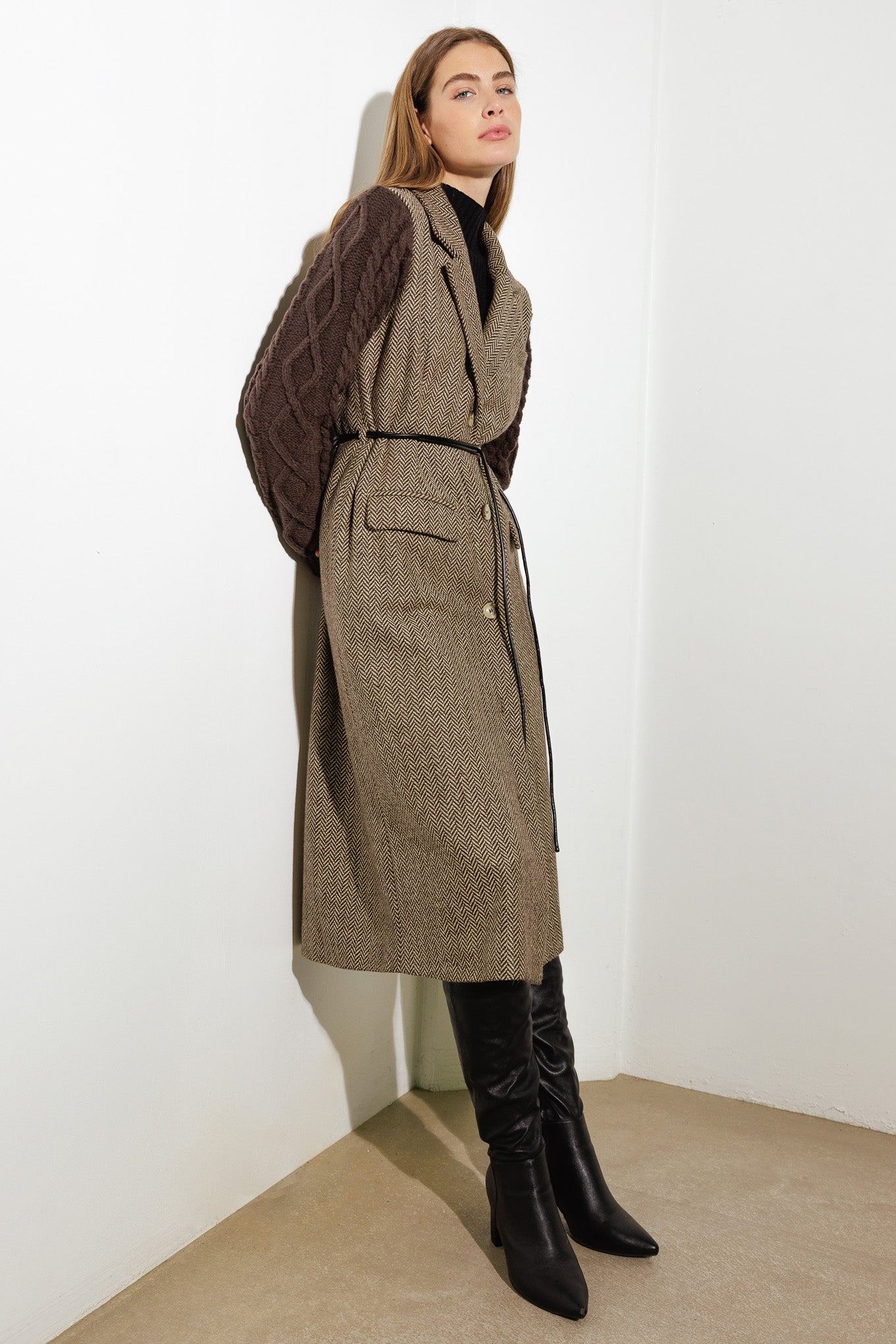 SPLASH OF JOY TWEED SWEATER COMBINATION COAT