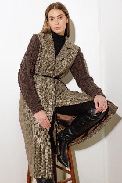 SPLASH OF JOY TWEED SWEATER COMBINATION COAT