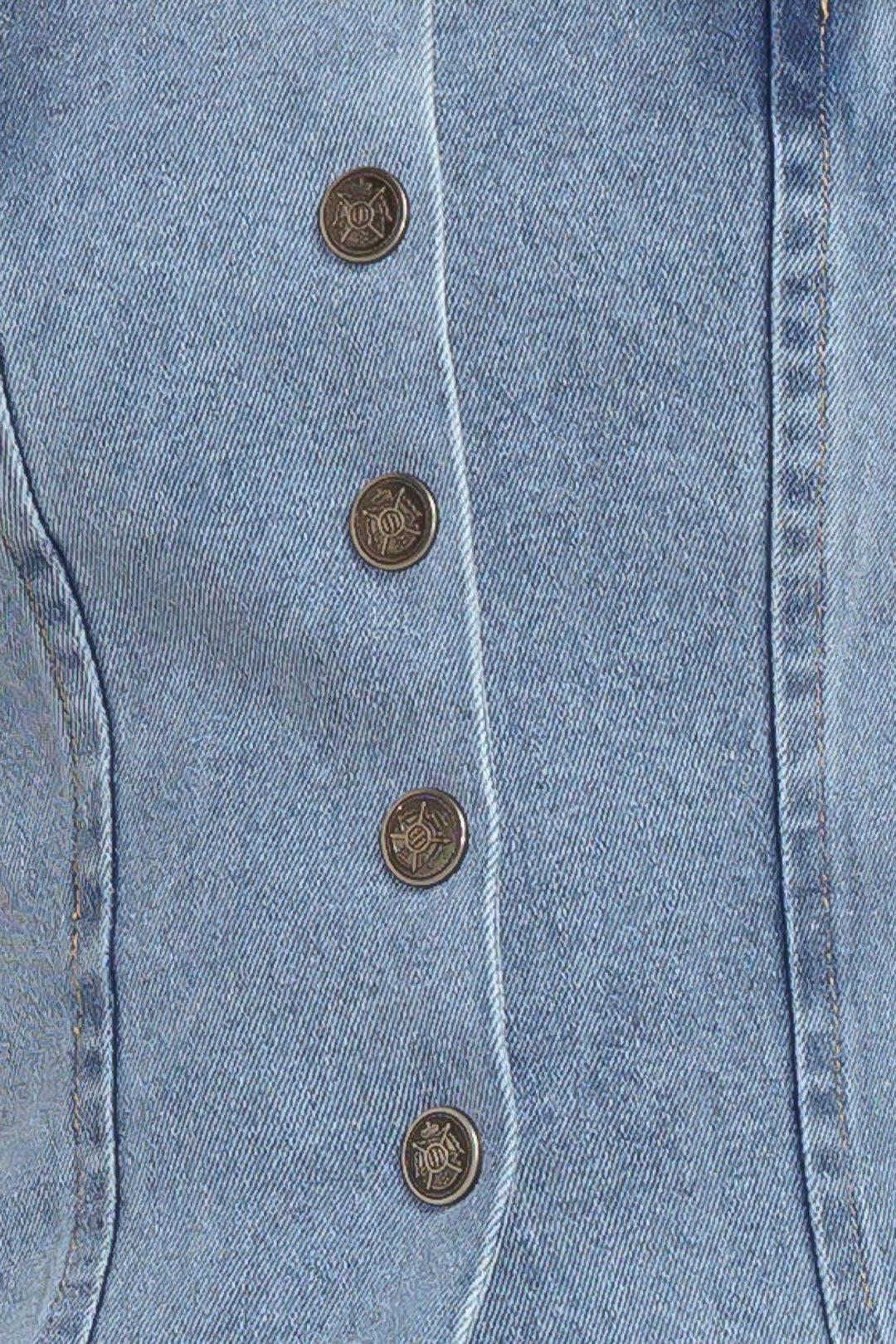 STITCHED SILHOUETTE DENIM TOP