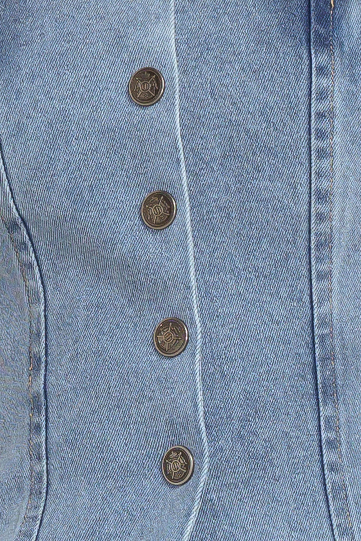 STITCHED SILHOUETTE DENIM TOP