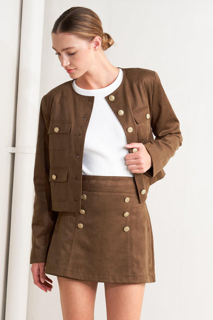 HERITAGE UTILITY FAUX SUEDE JACKET