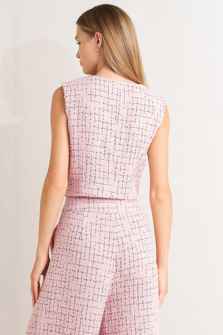 ROSÉ EDGE ENSEMBLE TWEED VEST