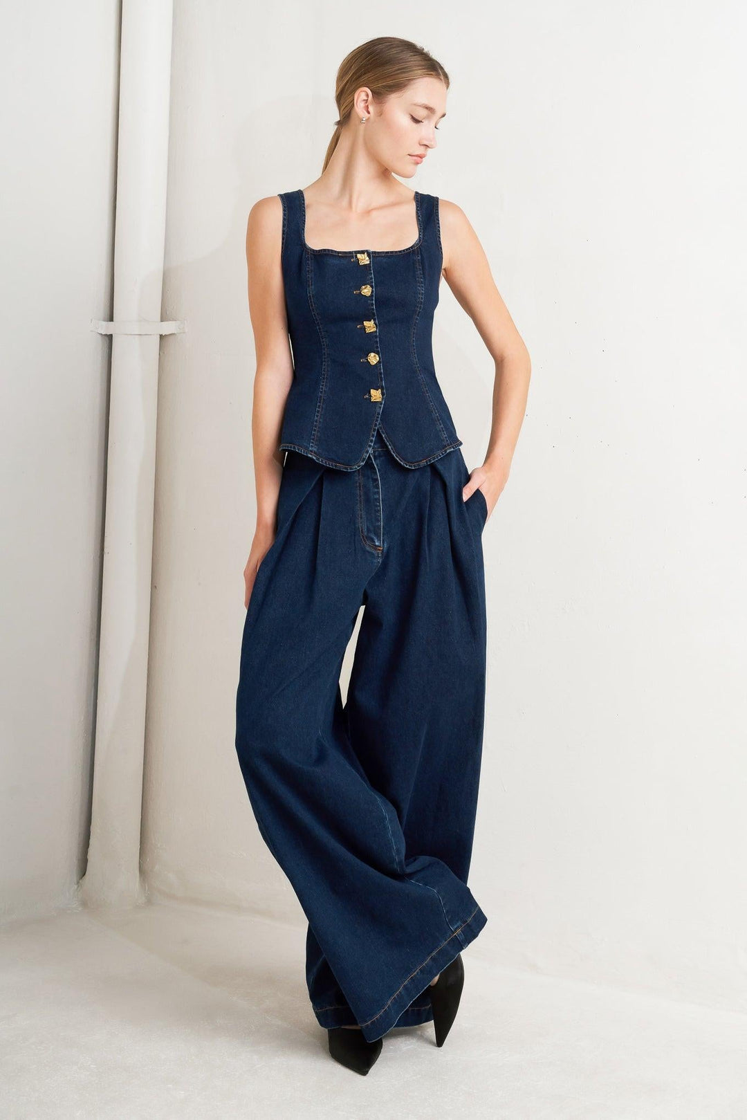 QUIET LUXE DENIM TOP