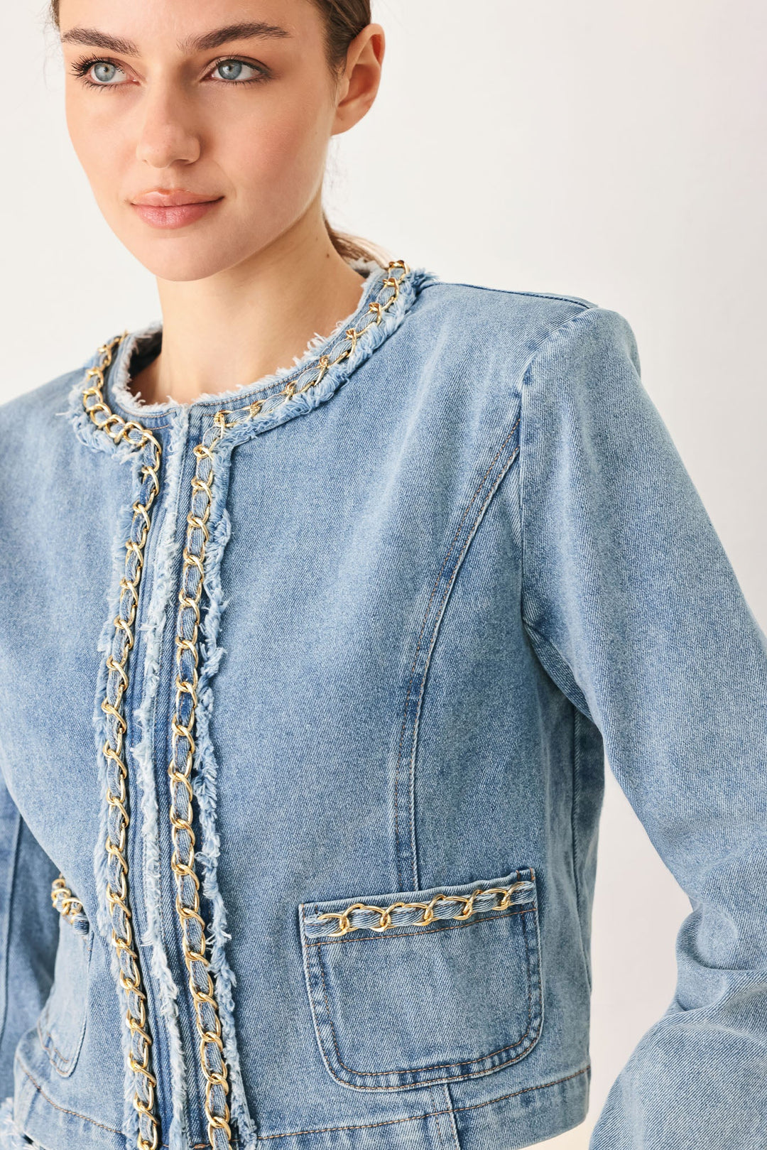 SKYWARD LINKED DENIM CROP JACKET