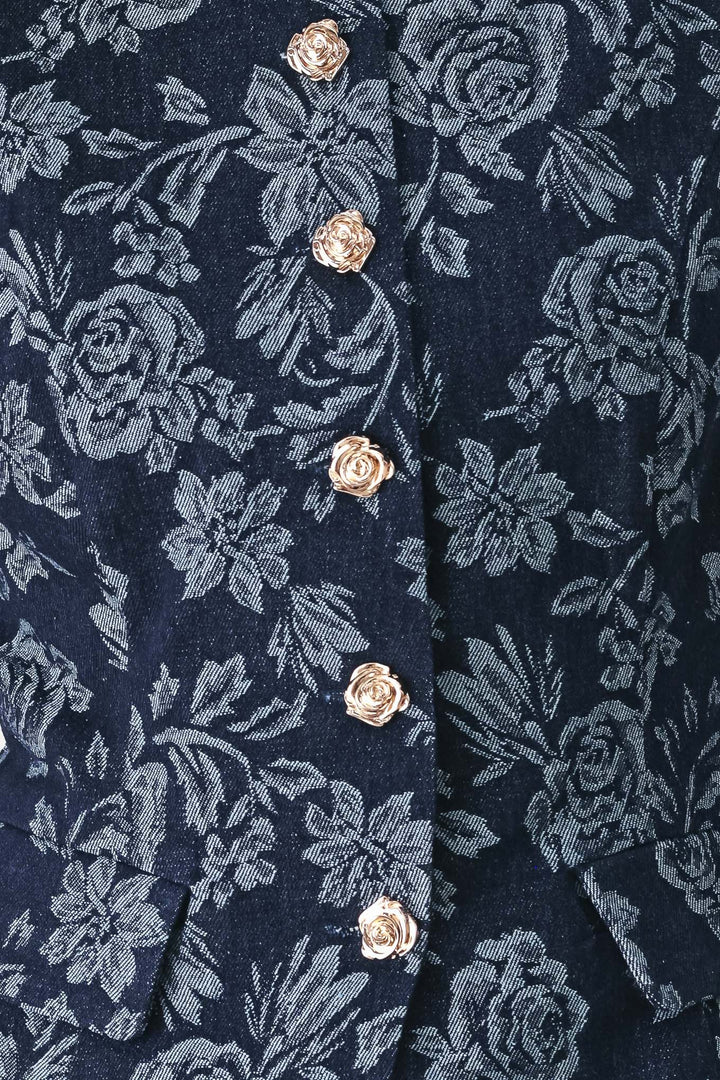 MIDNIGHT ROSE JACQUARD DENIM VEST