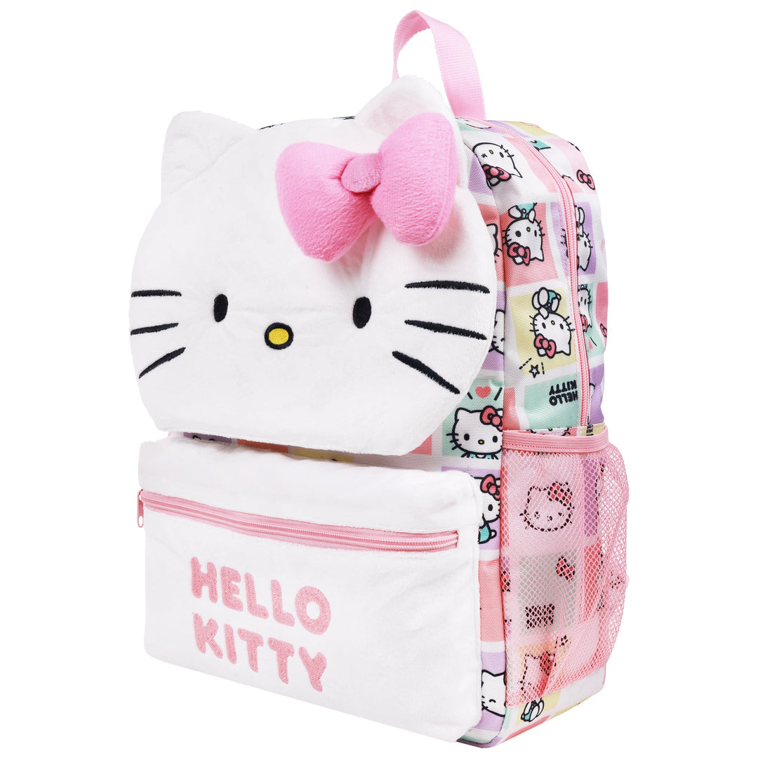 Hello Kitty Plush Face Backpack with 3D Bow