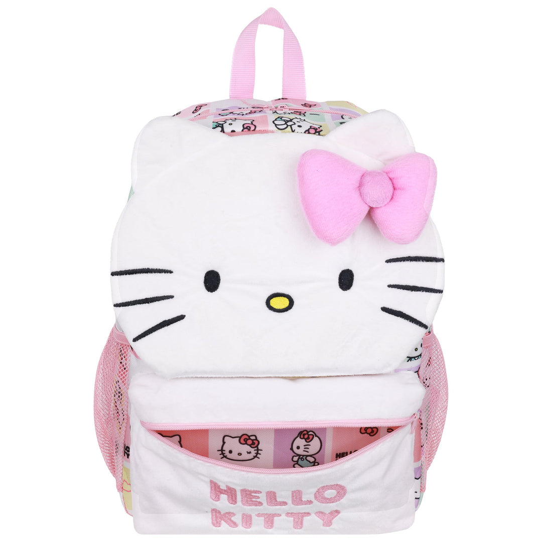 Hello Kitty Plush Face Backpack with 3D Bow