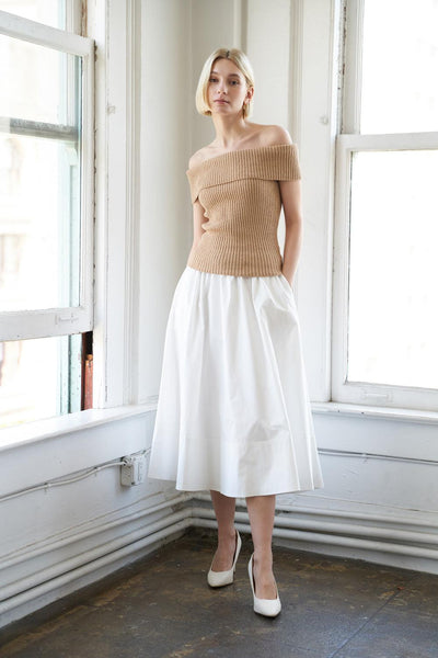 HOLDING ON TIGHT POPLIN MIDI SKIRT