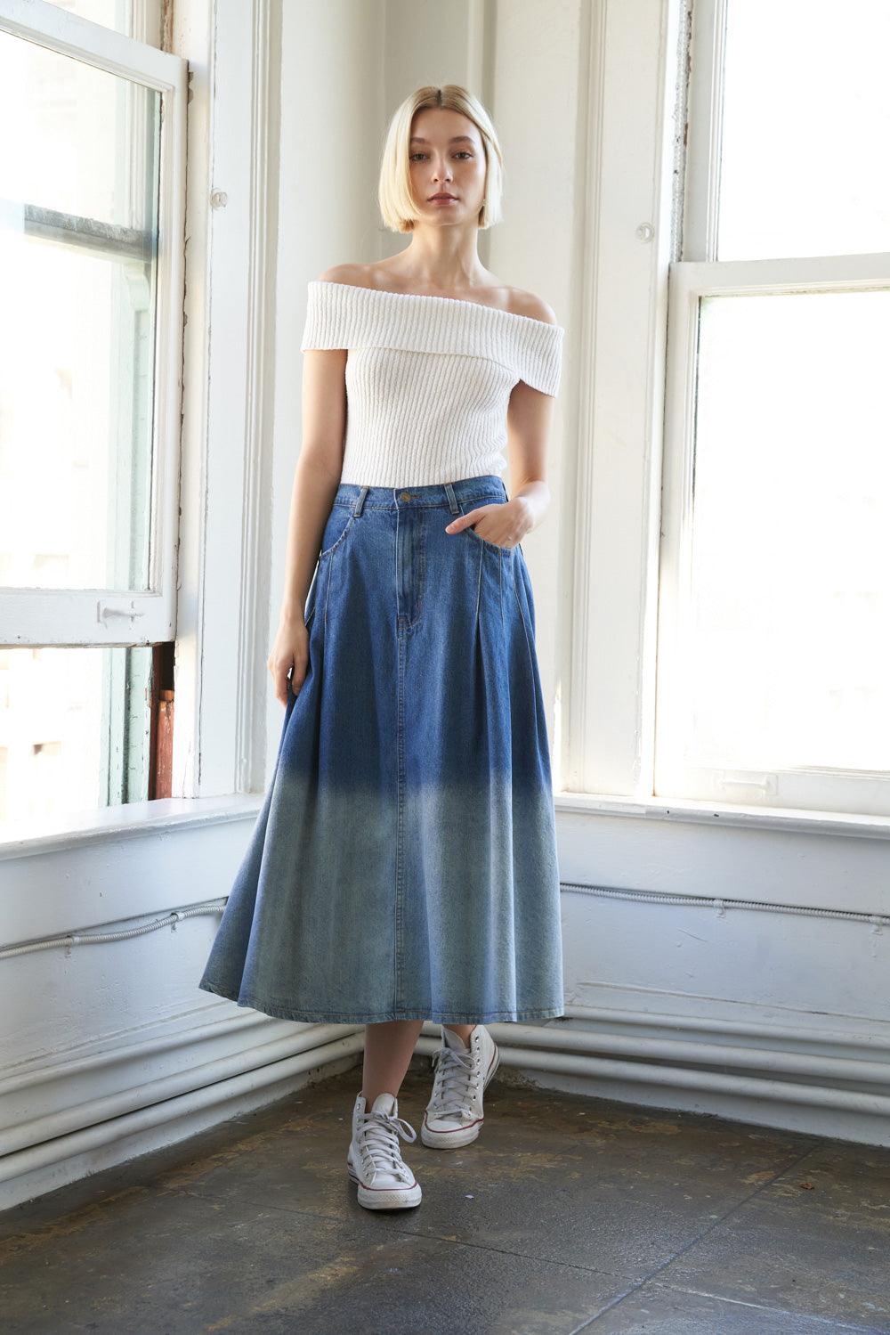 STATE OF MIND DENIM MIDI SKIRT