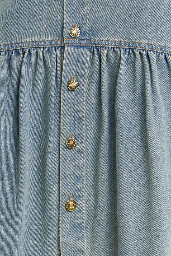 INTRICATE CHARM DENIM MIDI SKIRT