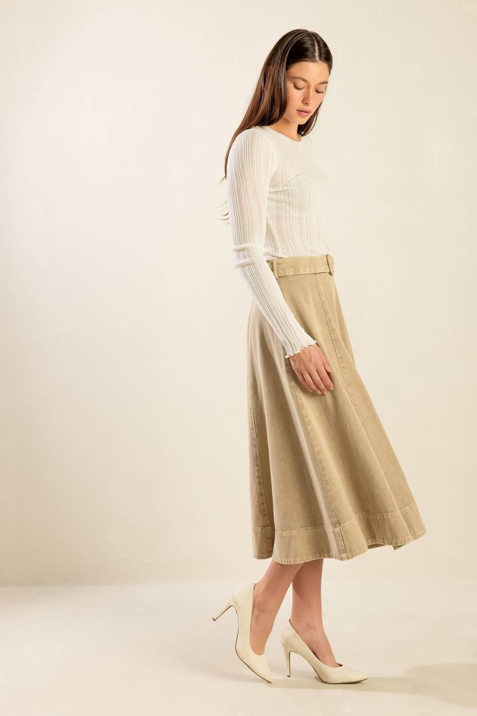 YOU KNOW IT TWILL MIDI SKIRT