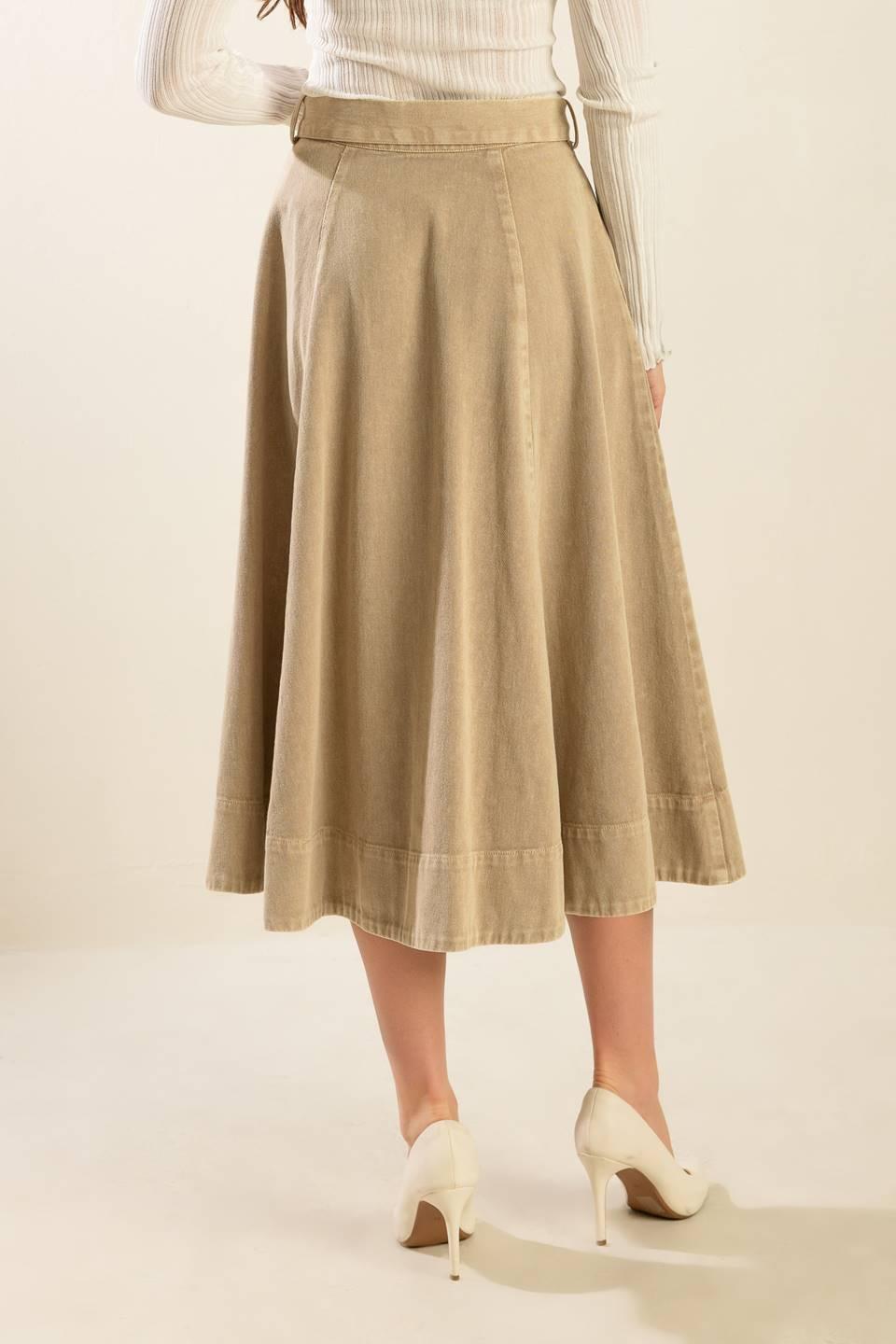 YOU KNOW IT TWILL MIDI SKIRT