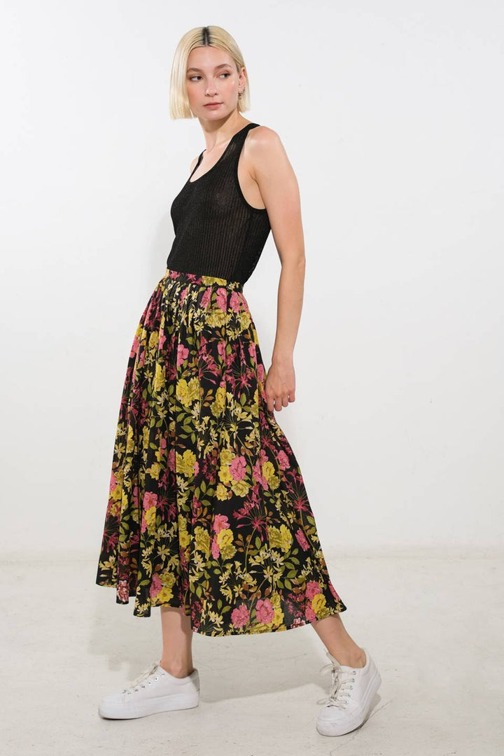LOVE YOU MORE WOVEN MIDI SKIRT